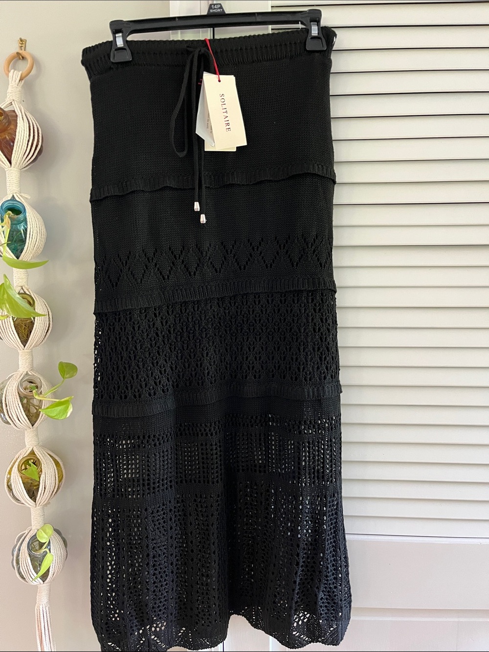Solitaire Black Women’s Crocheted Maxi Skirt